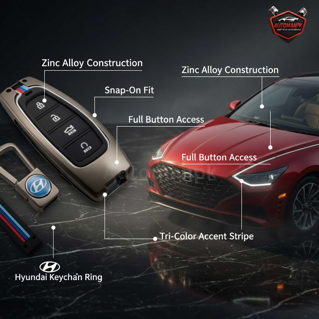 Premium Metal Zinc Key Cover for Hyundai Sonata 2020-2025 – Stylish & Durable | AutoManPK
