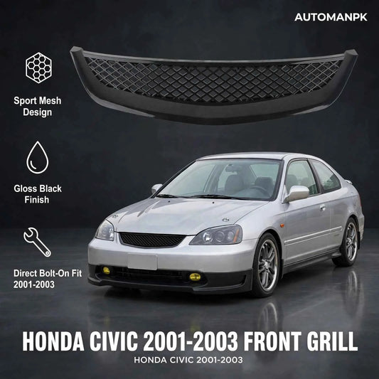Honda Civic 2001-2003 Honeycomb Front Grill – Sporty Mesh Upgrade
