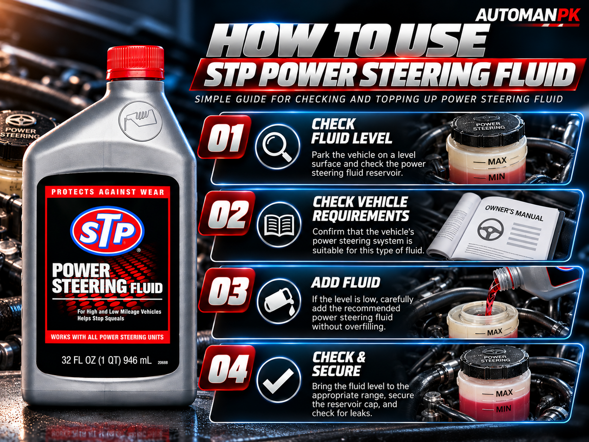 How to use STP Power Steering Fluid 946ml in a compatible vehicle