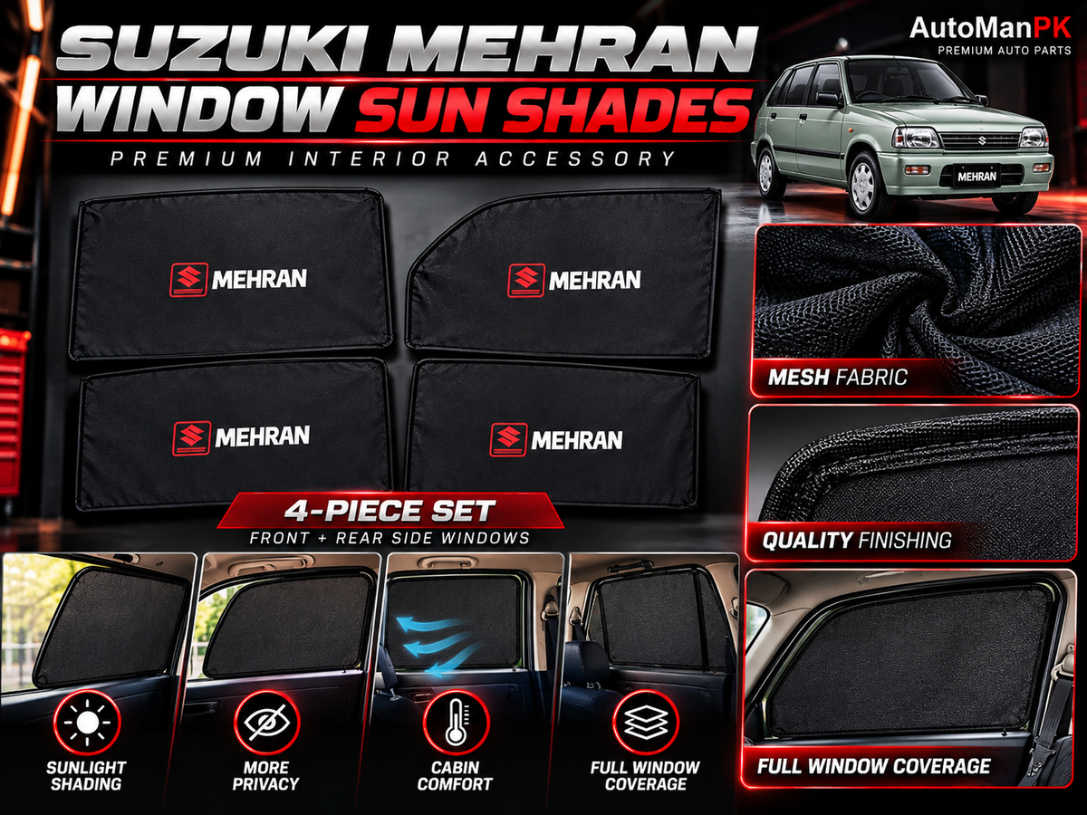 Suzuki Mehran window sun shades mesh fabric full window coverage features AutoManPK