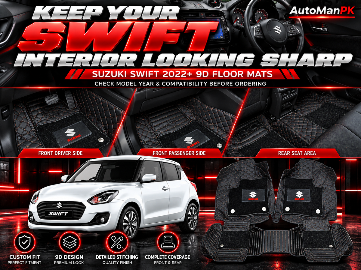 Suzuki Swift 2022 and newer 9D floor mats in front driver passenger and rear areas