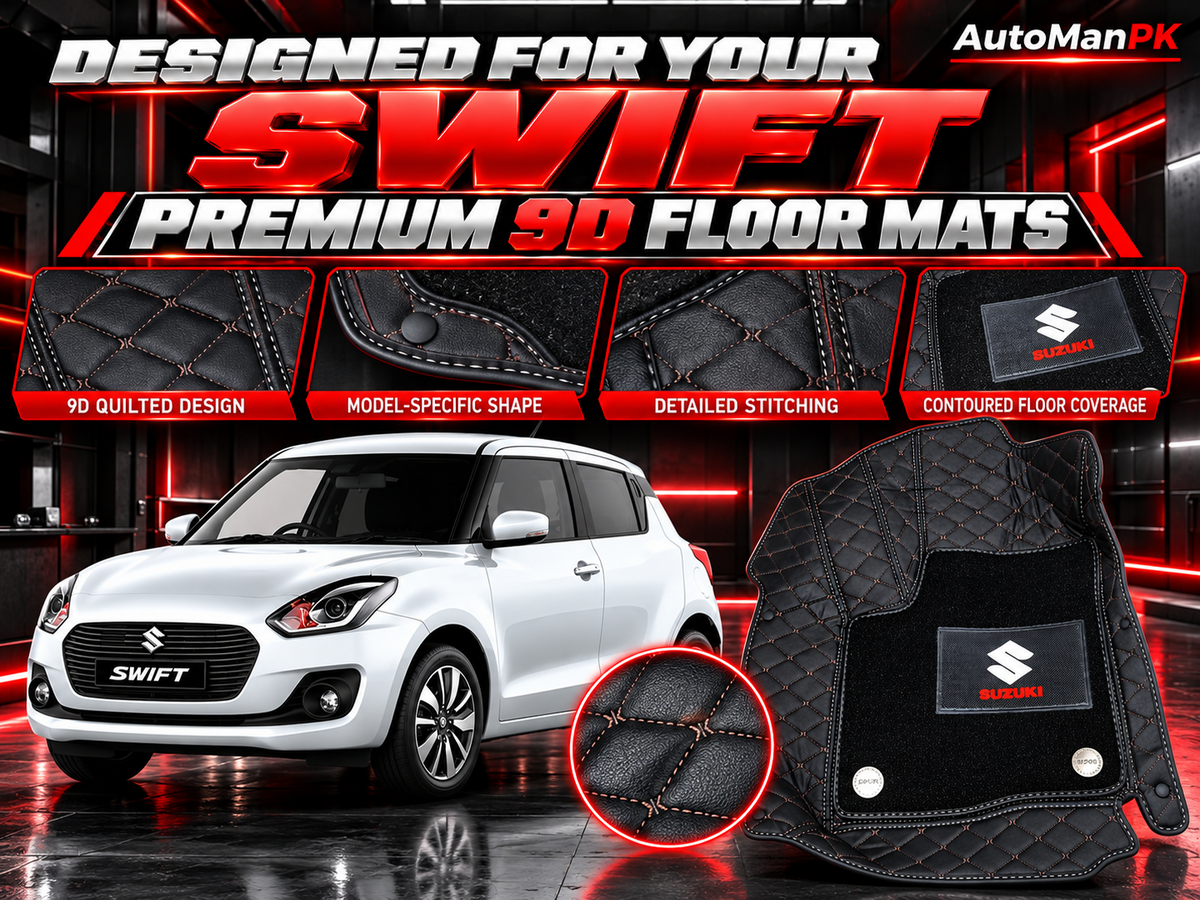 Suzuki Swift 9D floor mats quilted design detailed stitching and contoured fit