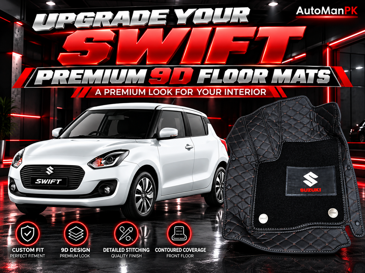 Suzuki Swift custom-fit 9D floor mats premium black quilted design AutoManPK
