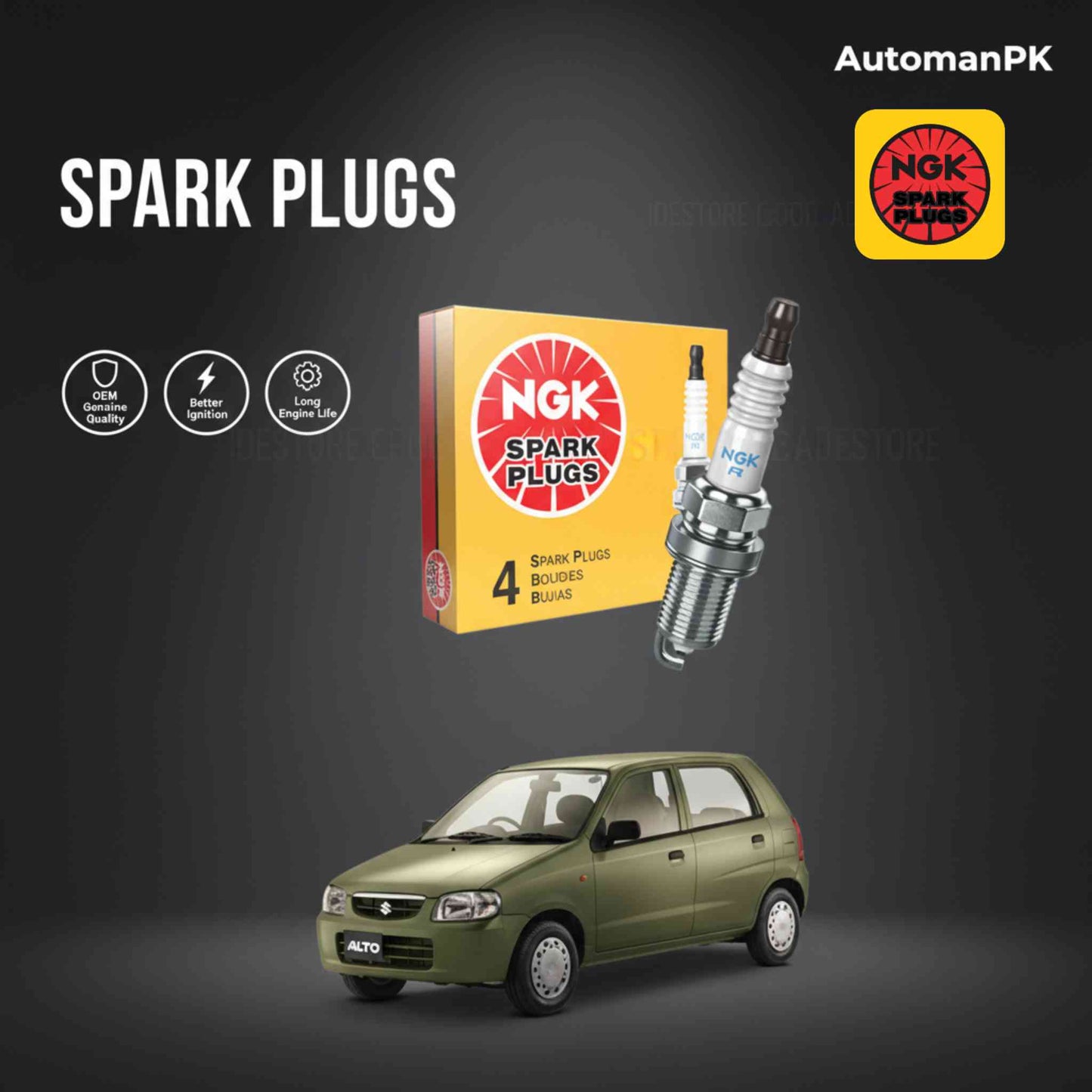 Suzuki Alto 2000-2012 NGK Spark Plug BKR6E11 – 1 PC – OEM Quality