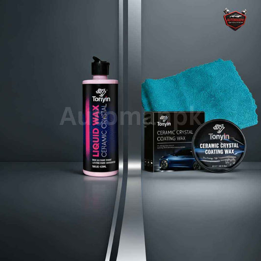 Tonyin 3-in-1 Car Care Kit – Ceramic Crystal Liquid Wax, Coating Wax & Free Microfiber Cloth