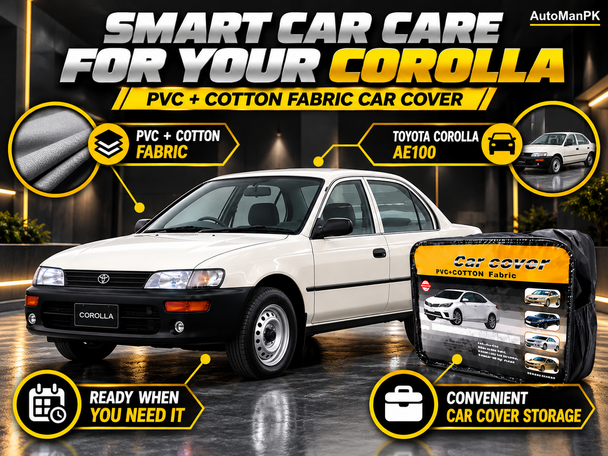 Toyota Corolla AE100 TP car cover features and cotton fabric detail