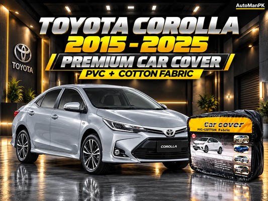 Toyota Corolla 2015–2026 car top cover in PVC and cotton fabric by AutoManPK