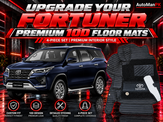 Toyota Fortuner black 10D floor mats 4-piece set product showcase