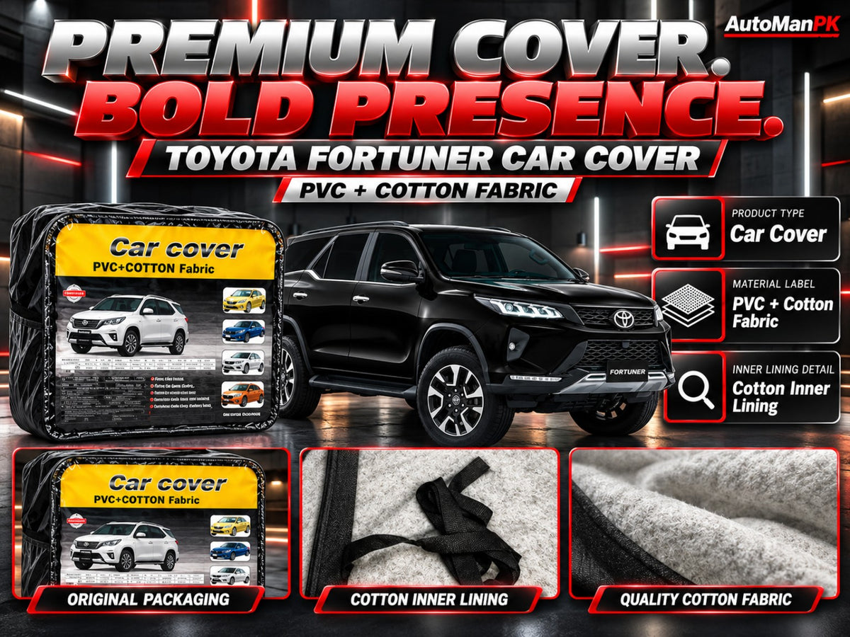Toyota Fortuner car cover packaging and cotton inner lining detail