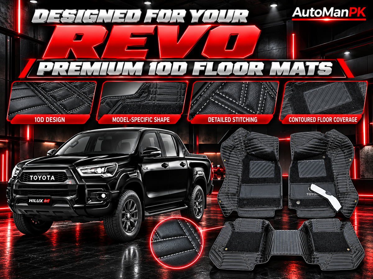 Toyota Hilux Revo 10D floor mats detailed stitching and model-specific fit