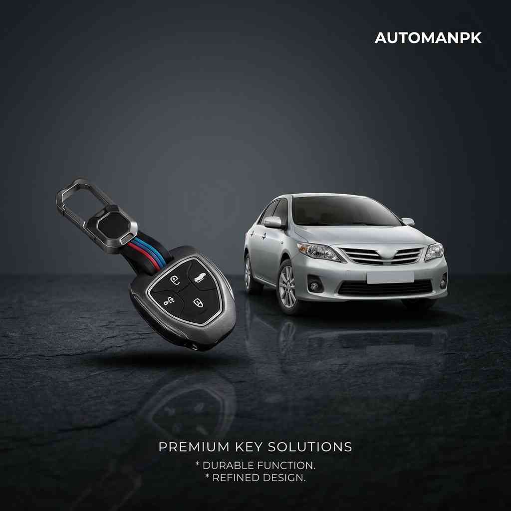 Toyota Corolla 2009-2014 Metal Key Cover – Premium Key Solutions – Durable Function – Refined Design – Gun-Metal Finish