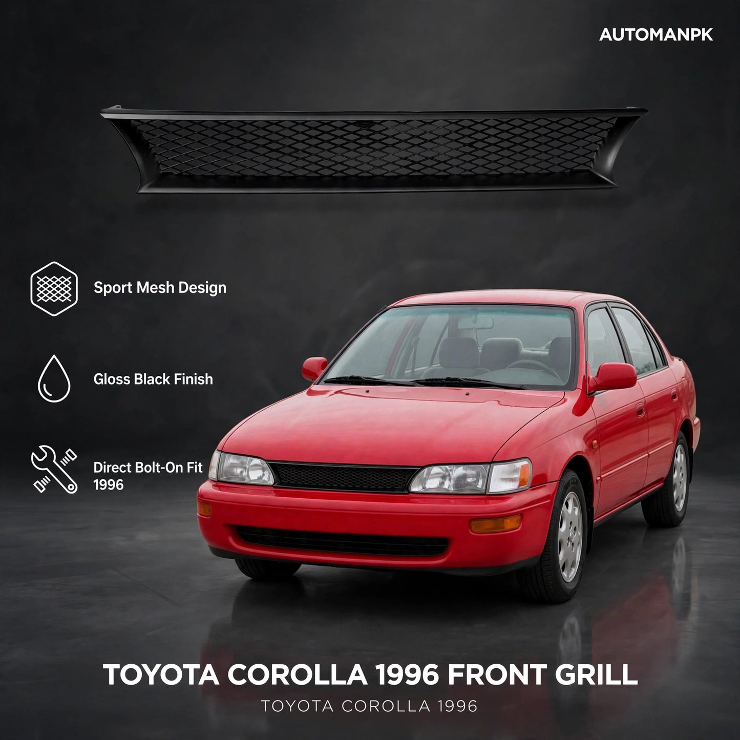 Toyota Corolla 1996 Honeycomb Front Grill – Sporty Mesh Upgrade