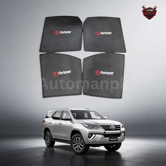 Toyota Fortuner Window Sun Shades – Fixed & Flexible 4 Door Set