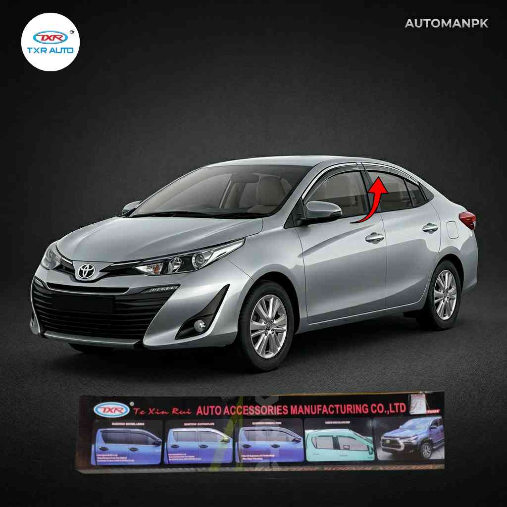Toyota Yaris 2020-2026 TXR Air Visor – Air Press – Wind Deflectors – Chrome Accent – 4 Pcs