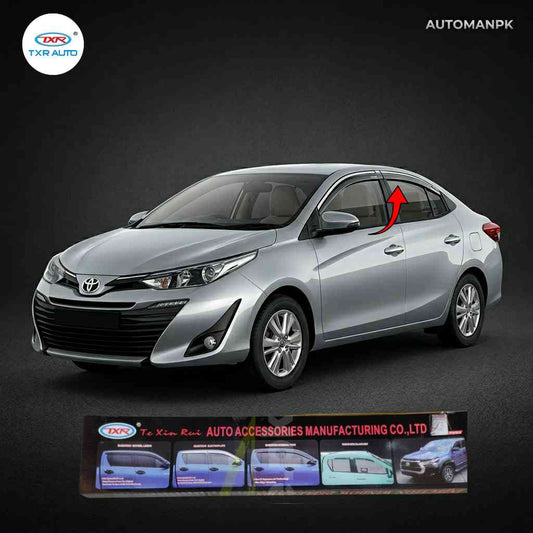 Toyota Yaris 2020-2026 TXR Air Visor – Air Press – Wind Deflectors – Chrome Accent – 4 Pcs