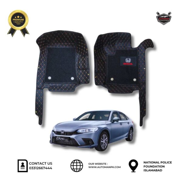 10D Floor Mats for Honda Civic – Waterproof Diamond Stitch Car Mats AutoManPK