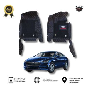 Hyundai Sonata 10D Waterproof Luxury Car Floor Mats – Black with Diamond Stitching – AutoManPK