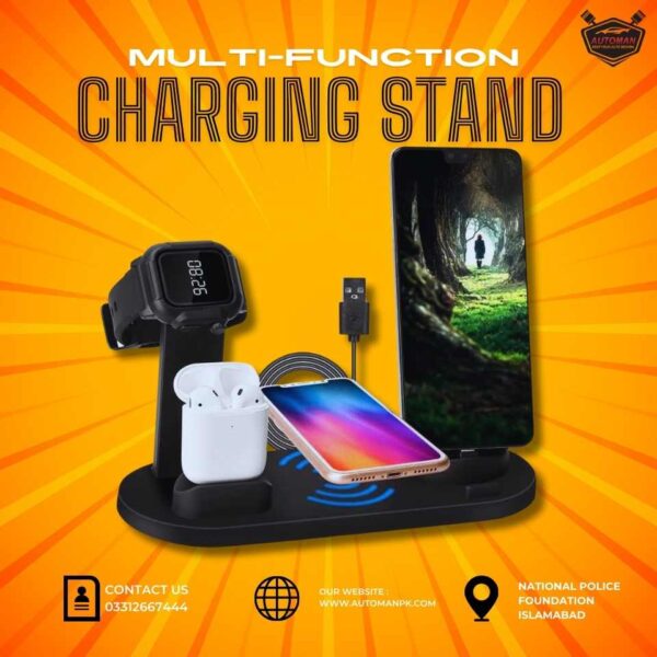 4-in-1 Wireless Charger Dock – Fast Charging Station for iPhone, iWatch & AirPods in Pakistan