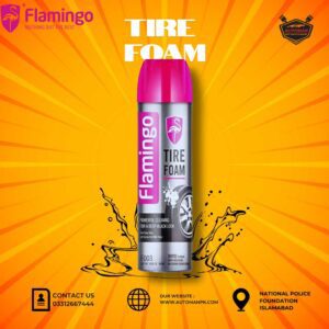 Flamingo Tire Foam 650ml can for tire cleaning and shining – Buy online from AutoManPK