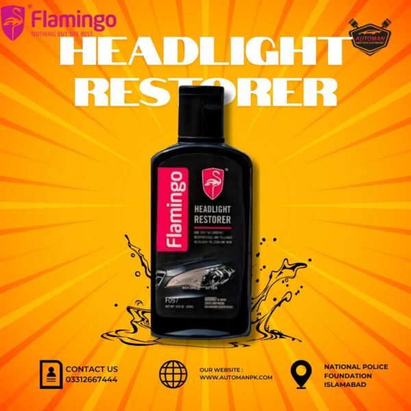 Flamingo Headlight Restorer 300ML Bottle – Car Headlight Cleaner AutoManPK