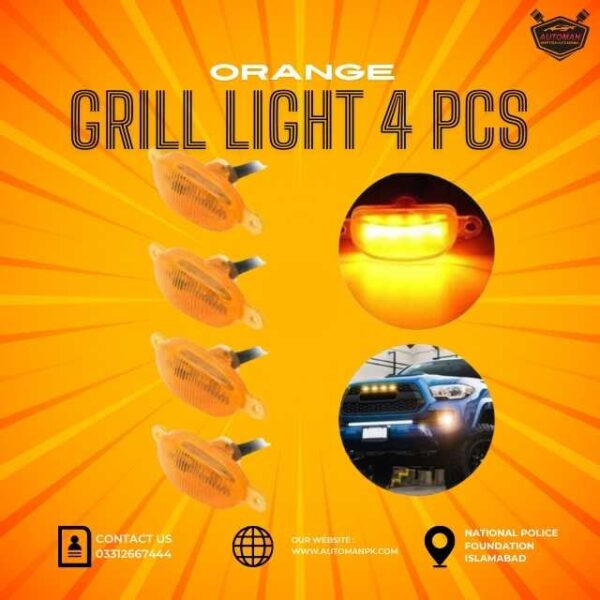 4 Pieces Car Orange Grill LED Lights 12V for Cars, SUVs, Trucks – Automanpk