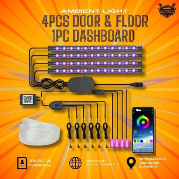 Car Ambient Light Kit – Dashboard, Door & Floor LED Interior Lighting in Pakistan