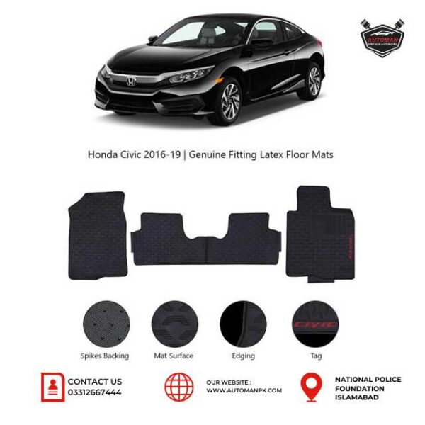 Black Latex Rubber Floor Mats for Honda Civic 2016-2020 – AutoManPK