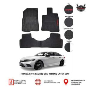 Black Latex Floor Mats for Honda Civic 2022 to 2025 – Waterproof Rubber Mats by AutoManPK