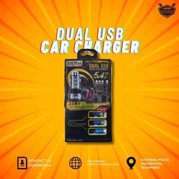 T10 Plus Car Mobile Charger Super Fast Dual USB – AutoManPK