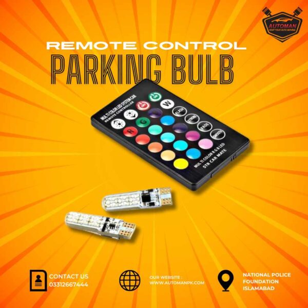 Multi Color LED Car Parking Light Bulbs with Remote Control in Pakistan