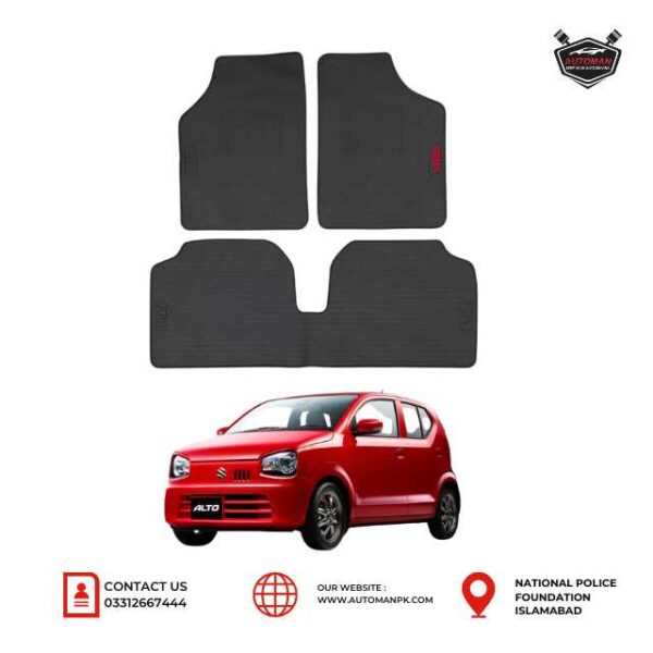 Black rubber latex floor mats for new Suzuki Alto – premium quality