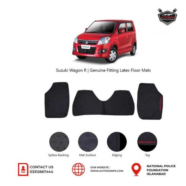 Suzuki WagonR New Black Latex Rubber Mats – Premium Floor Protection by AutoManPK
