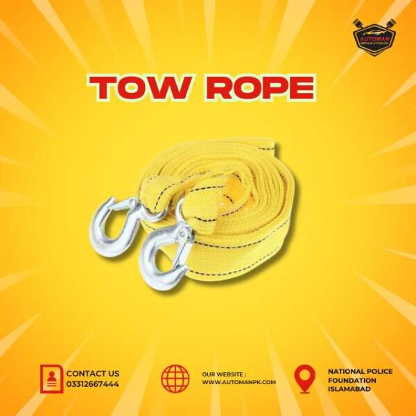Tow Rope 6 Ton Capacity with Steel Hooks for Emergency Towing – AutoManPK