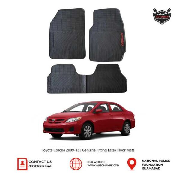 Black Latex Rubber Floor Mats for Toyota Corolla 2009-2014 – AutoManPK Corolla 2009-2014 Latex Rubber Floor Mats