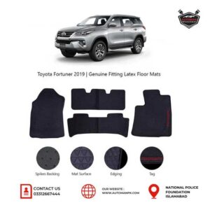 Toyota Fortuner Latex Rubber Mats – Premium Quality Black All-Weather Car Floor Mats