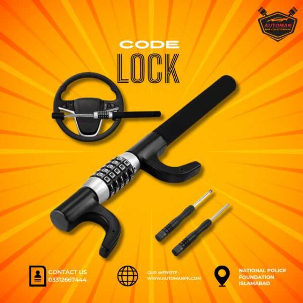 "Heavy-Duty Car Steering Code Lock – Anti-Theft Security Device for Cars – AutoManPK"
